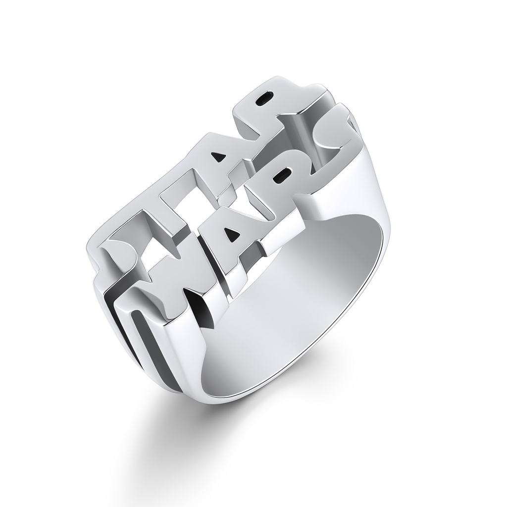 Stainless Steel Star Wars Logo Ring for Sci-Fi Fans  100-Word Product Description: