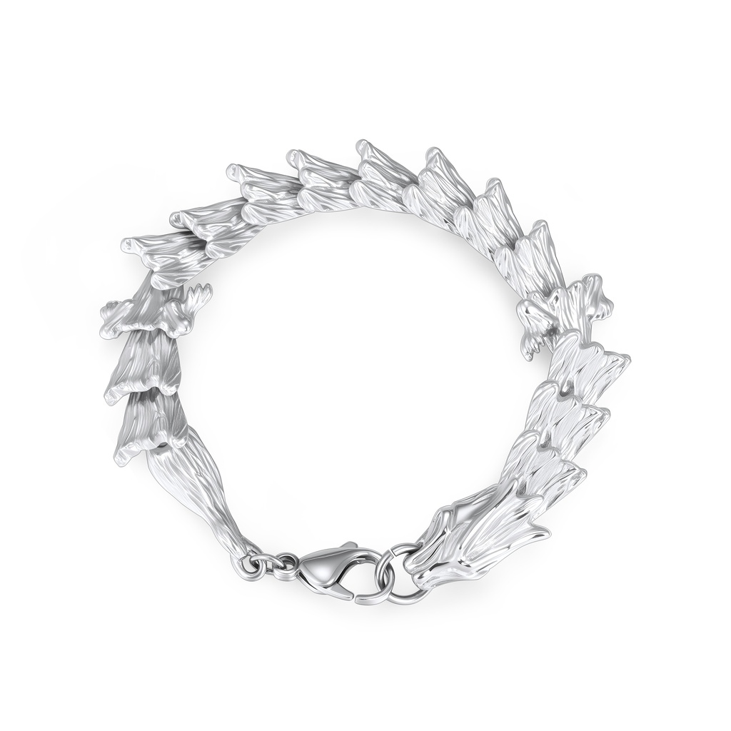 Stainless Steel Textured Link Bracelet with Unique Artistic Design