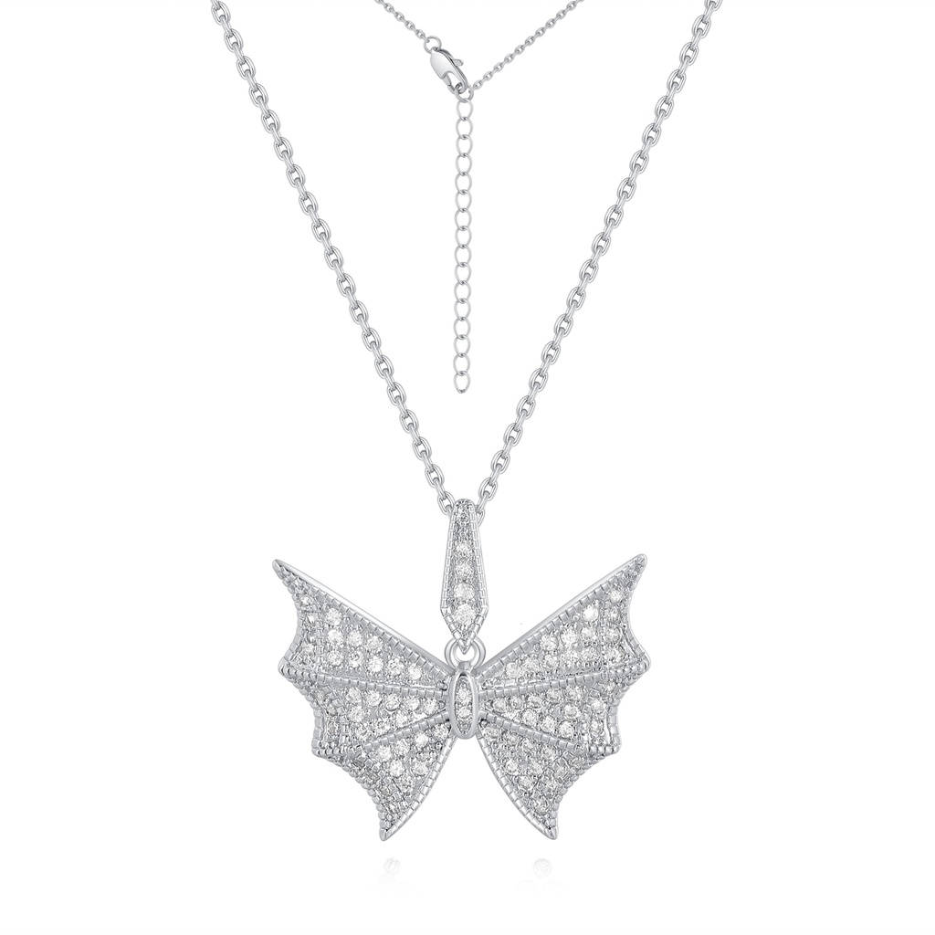 Statement Crystal Wing Butterfly Pendant Necklace for Women
