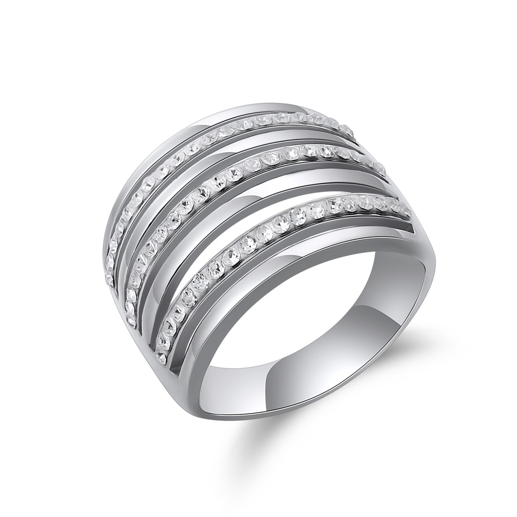 Striped Crystal Band Ring