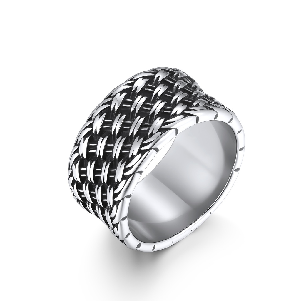 Stylish Woven Pattern Stainless Steel Ring Bold Fashion Jewelry