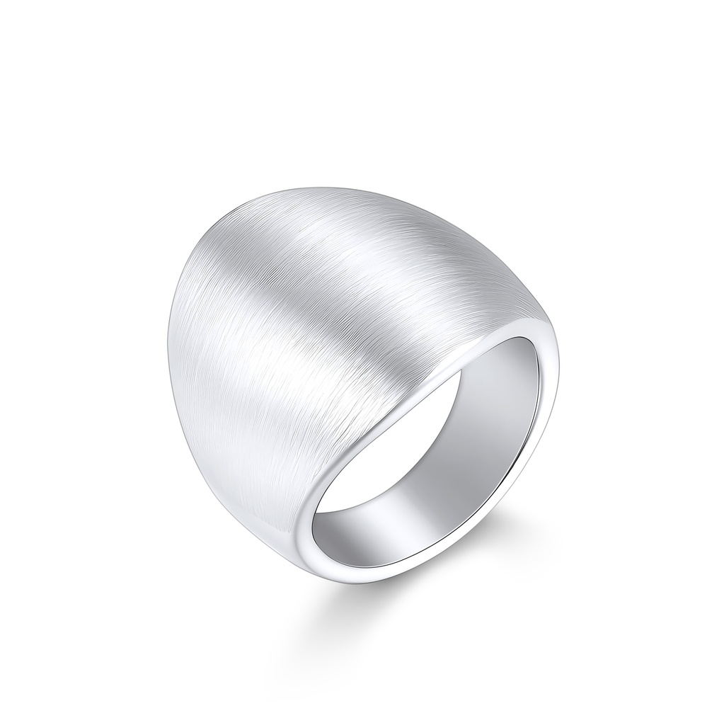 Brushed Stainless Steel Dome Ring with Modern Minimalist Bold Design