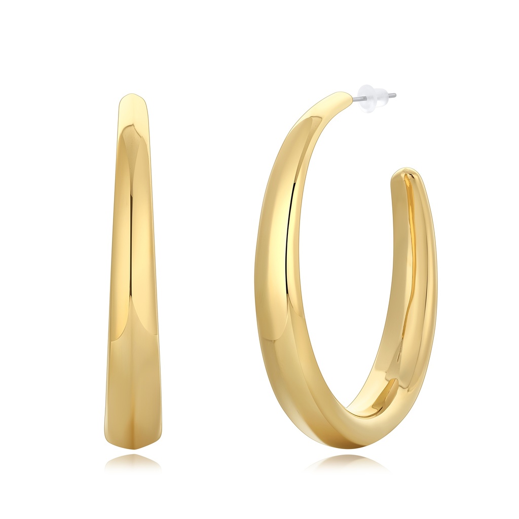 Tapered Gold Stainless Steel Hoop Earrings with Polished Finish