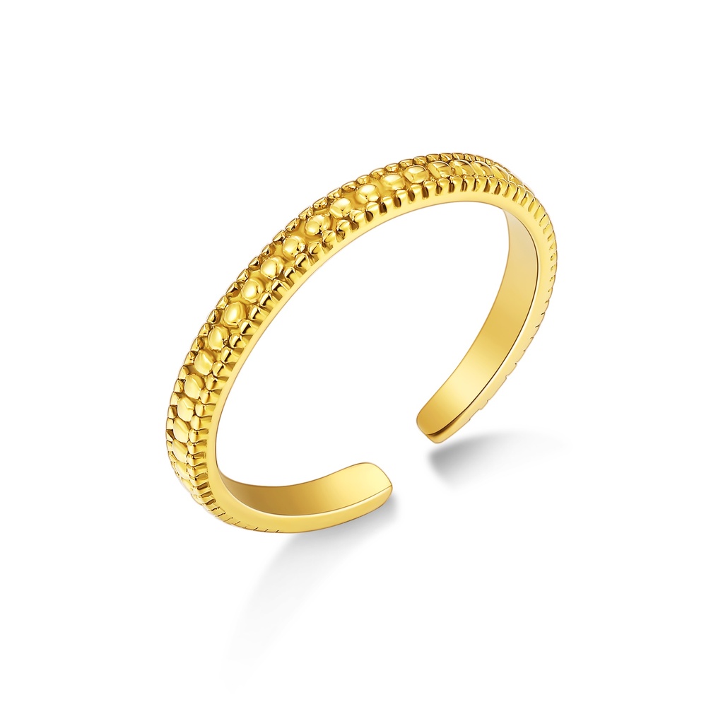 Textured Gold Stainless Steel Open Ring with Modern Minimalist Design