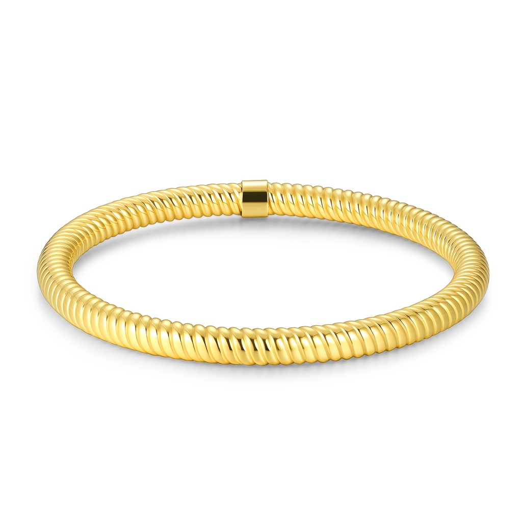 Twist Design Gold Stainless Steel Bangle with Sleek Finish