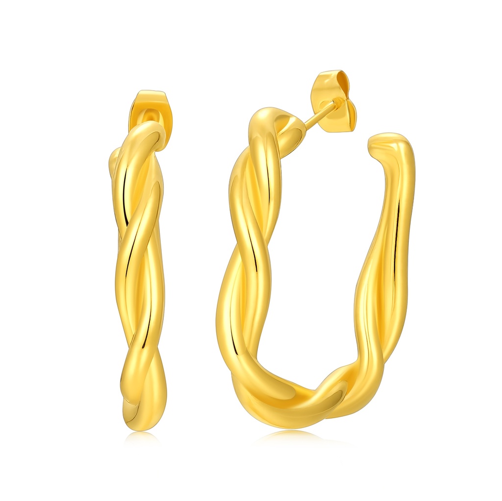 Twisted Gold Hoop Earrings with Bold Modern Statement Appeal