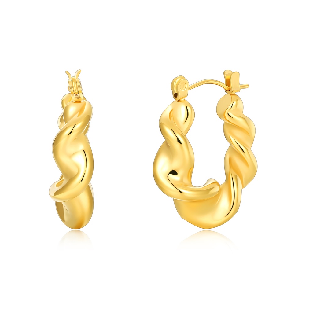 Twisted Gold Hoop Earrings with Modern Sculptural Appeal