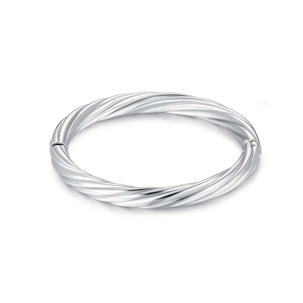 Twisted Stainless Steel Polished Bangle Bracelet for Elegant Styling