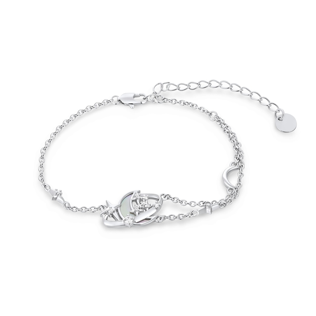 Celestial Charm Bracelet with Moon, Star, and Crystal Accents