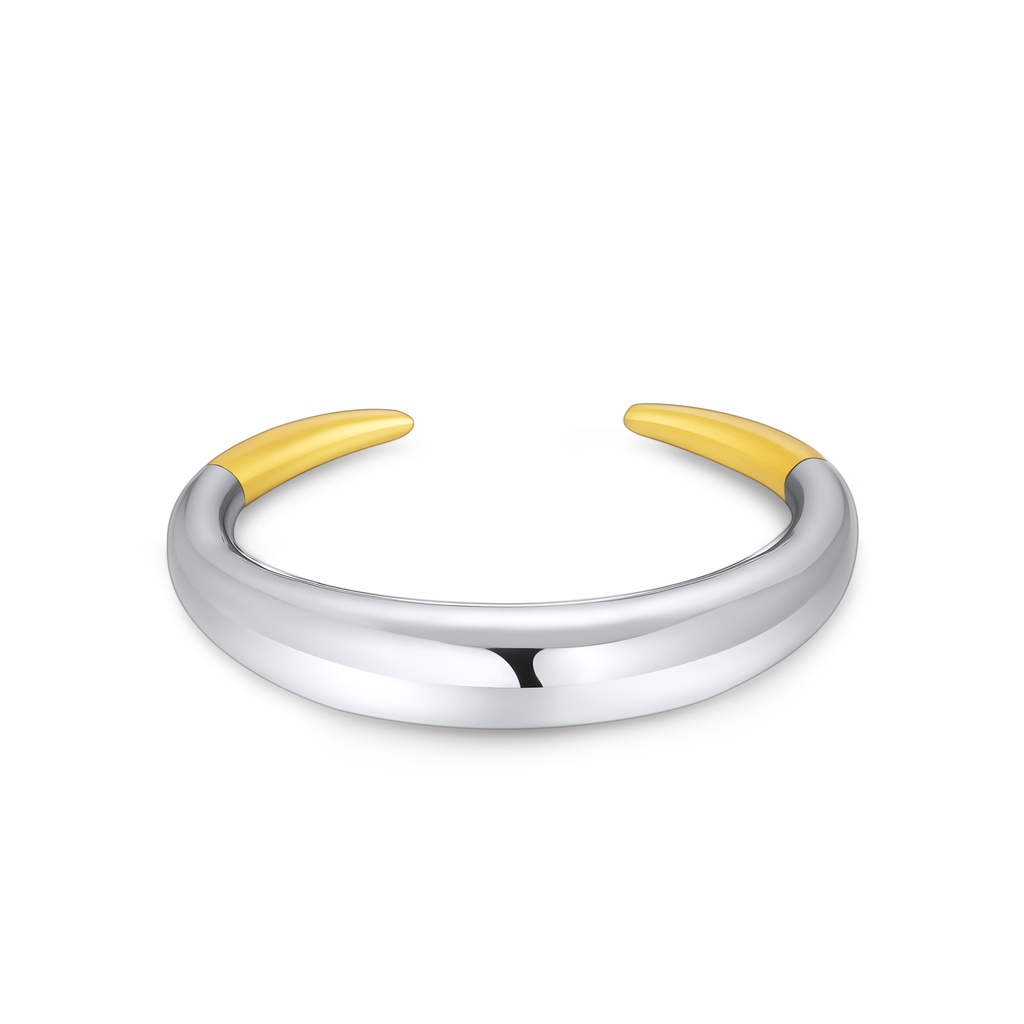 Two-Tone Stainless Steel Ring with Bold Silver and Gold Tips