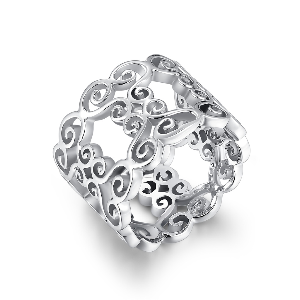 Vintage-Inspired Stainless Steel Hollow Scroll Ring for Elegant Styling