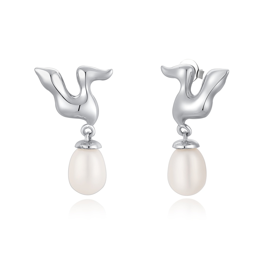 Whale Tail Pearl Drop Earrings with Playful Ocean Vibes