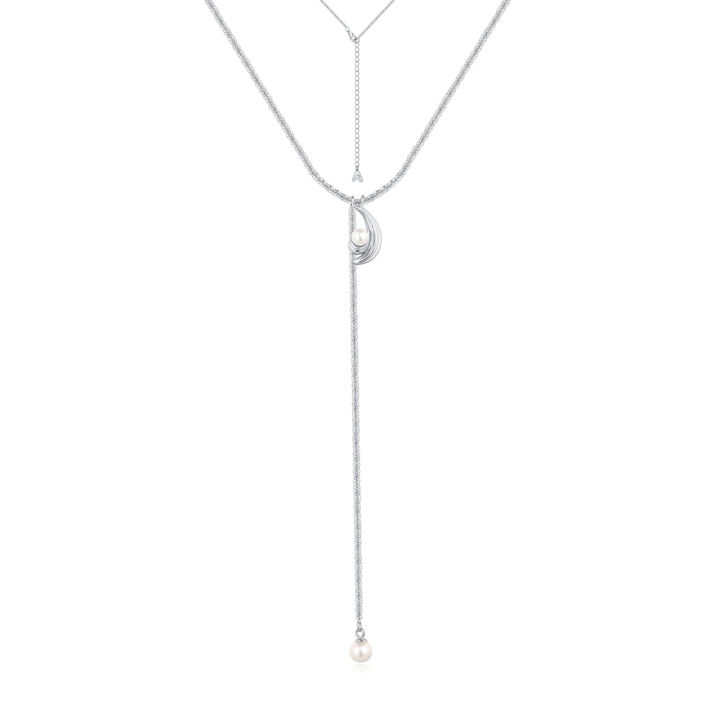 Y-Shaped Pendant Necklace with Modern Pearl Drop