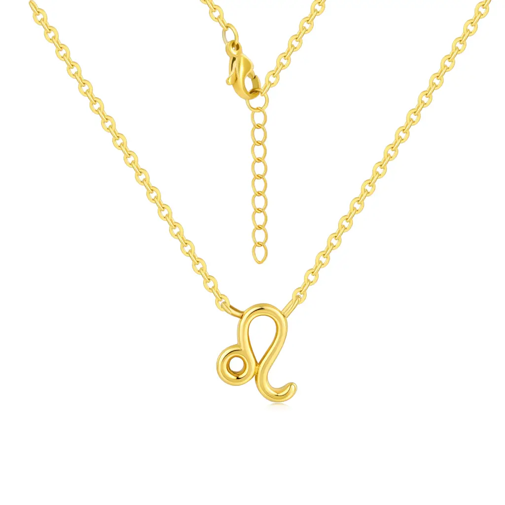 Premium 925 Sterling Silver Gold-Plated Leo Zodiac Pendant Necklace - Minimalist Astrology Jewelry（DJ01N0228）
