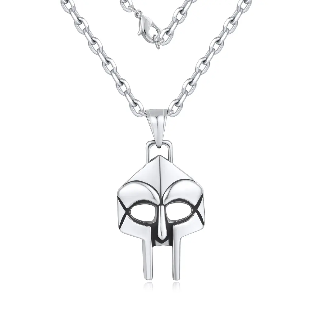Premium 925 Sterling Silver Iconic Mask Pendant Necklace - Urban Statement Jewelry（DJ01N0229）