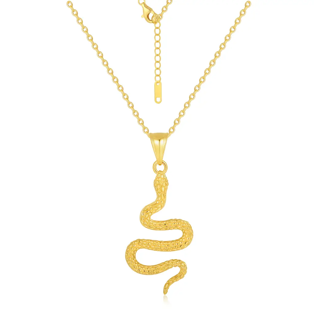 Premium 925 Sterling Silver Gold-Plated Snake Pendant Necklace – Symbolic Statement Jewelry(DJ01N0233)