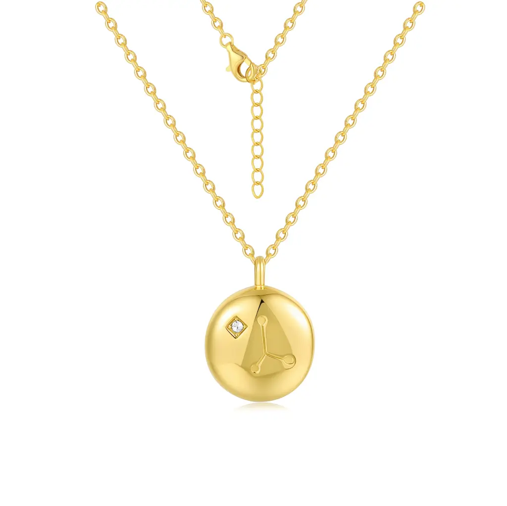 Premium 925 Sterling Silver Celestial Zodiac Pendant Necklace – Gold-Plated Minimalist Jewelry(DJ01N0235)