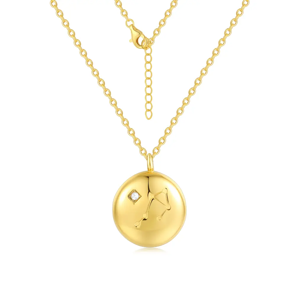  Premium Gold Constellation Coin Pendant Necklace – Celestial Minimalist Jewelry 