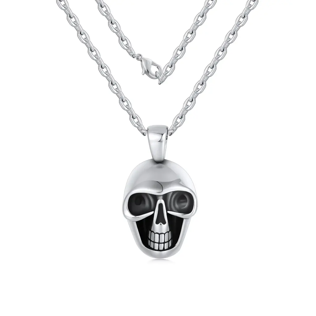 Premium Stainless Steel Skull Pendant Necklace – Edgy Minimalist Jewelry（DJ01N0256）