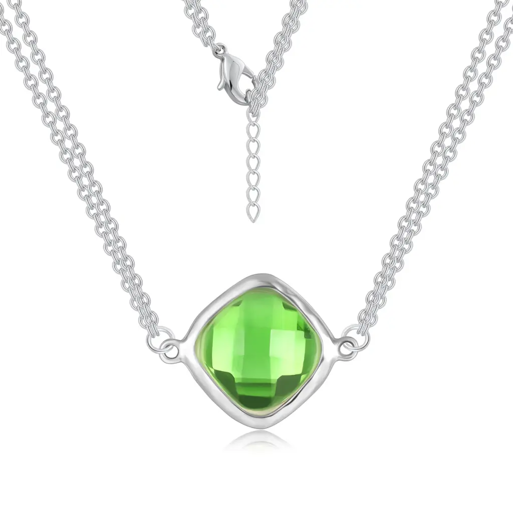 Elegant Faceted Green Station Necklace – Premium Fashion Jewelry（DJ01N0260）