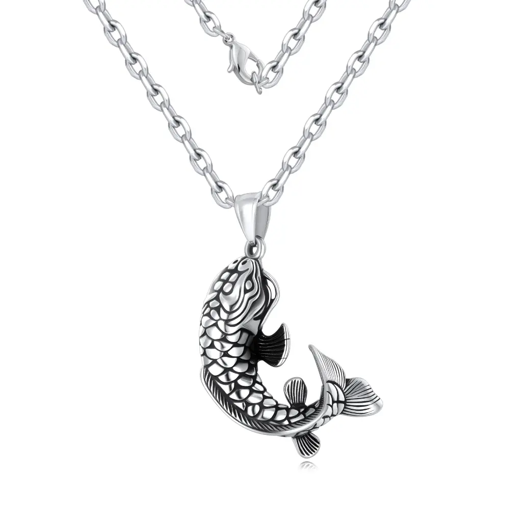 Artisan Koi Fish Pendant Necklace – 925 Sterling Silver Jewelry（DJ01N0290）