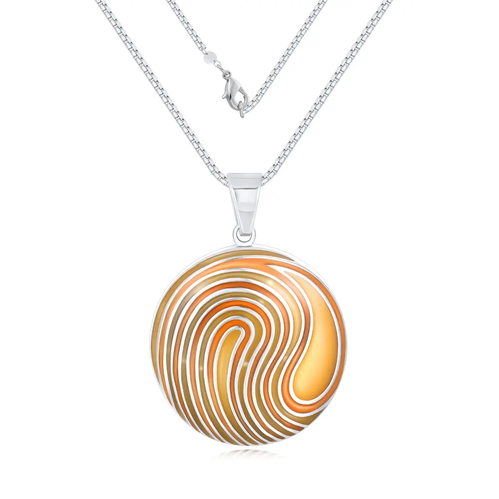 Modern 925 Sterling Silver Fingerprint Enamel Pendant Necklace DJ01N0291