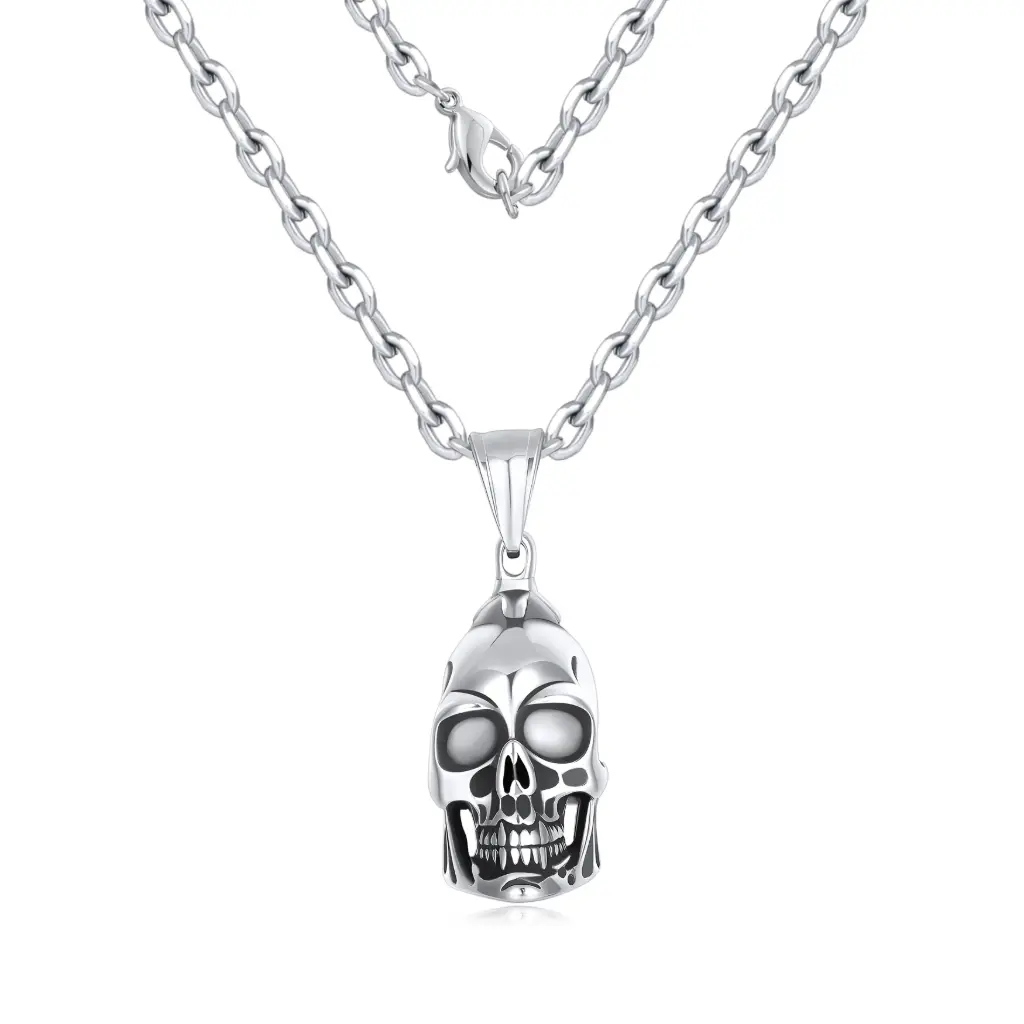 Edgy Skull Pendant Necklace – Premium 925 Sterling Silver Jewelry DJ01N0305