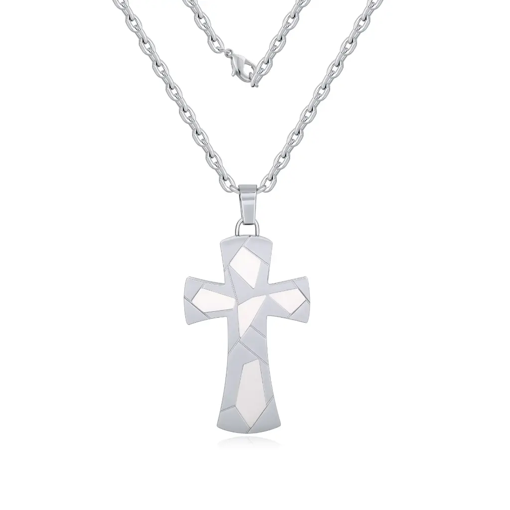 Geometric Mosaic Cross Pendant – Premium Jewelry Collection DJ01N0326
