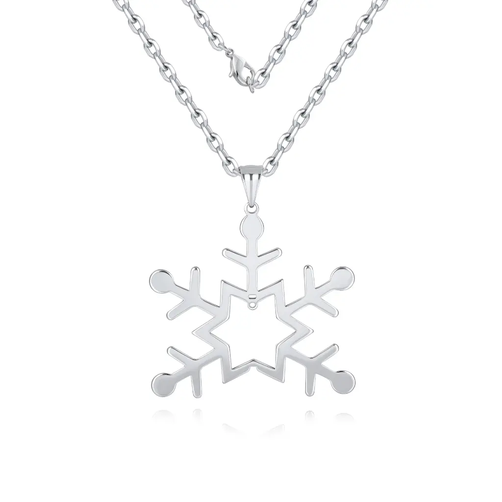 Elegant 925 Sterling Silver Snowflake Pendant Necklace  DJ01N0345