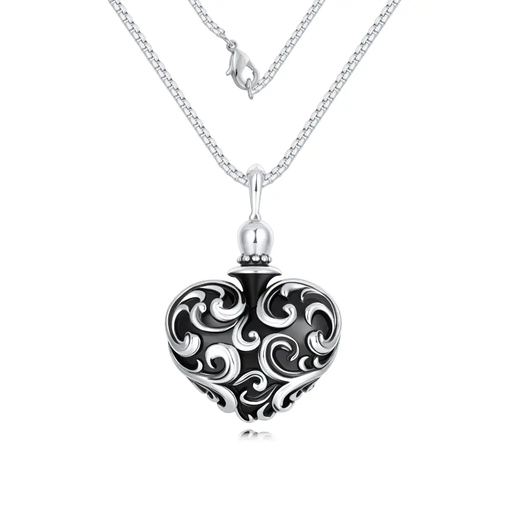 Elegant Filigree Heart Keepsake Cremation Necklace – Premium 925 Sterling Silver