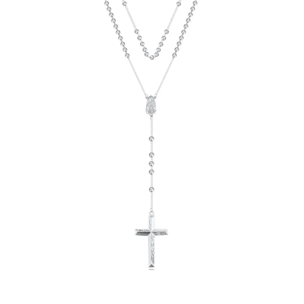 Custom Rosary Necklace Manufacturer, Wholesale Silver Jewelry Supplier, OEM ODM Jewelry Production, Bulk Cross Jewelry Factory.  DJ01N0366