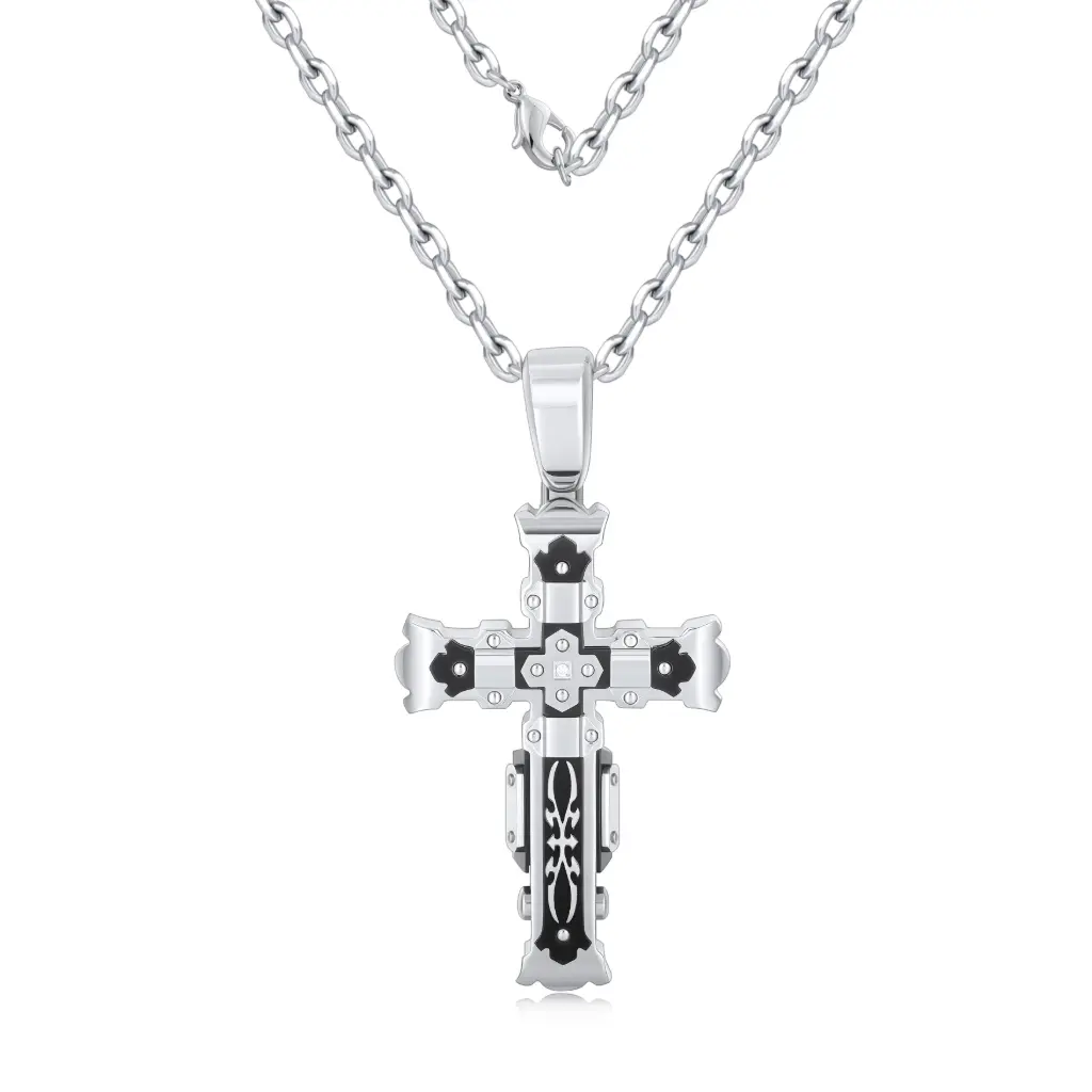 Premium Sterling Silver Cross Pendant Necklace - Exquisite Craftsmanship for Global Brands DJ01N0378