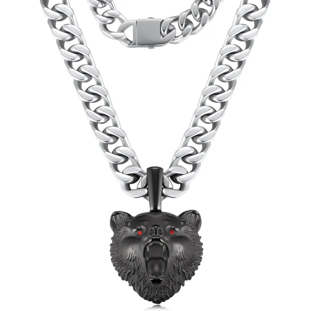 Fierce Bear Head Pendant Necklace - Premium Jewelry Craftsmanship  DJ01N0381
