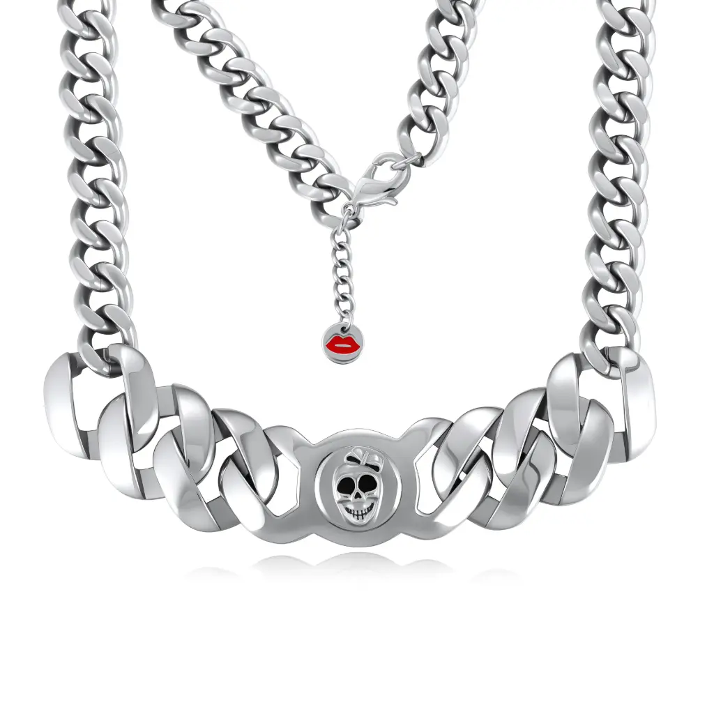 Edgy Skull Link Necklace - Premium Craftsmanship for Modern Fashion DJ01N0382