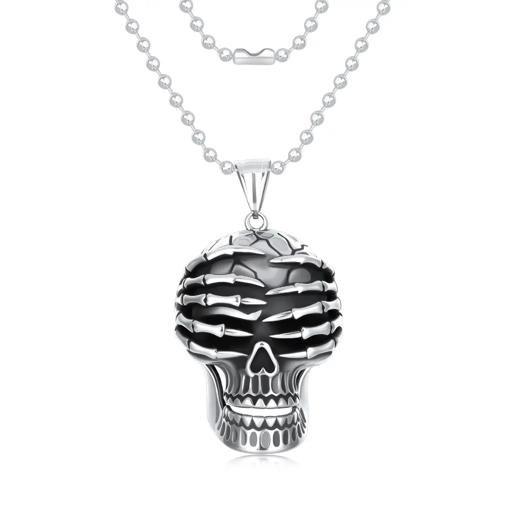 Premium 925 Sterling Silver Skull Pendant Necklace | Custom Jewelry Manufacturer & B2B Supplier | Jinyi Jewelry DJ01N0384