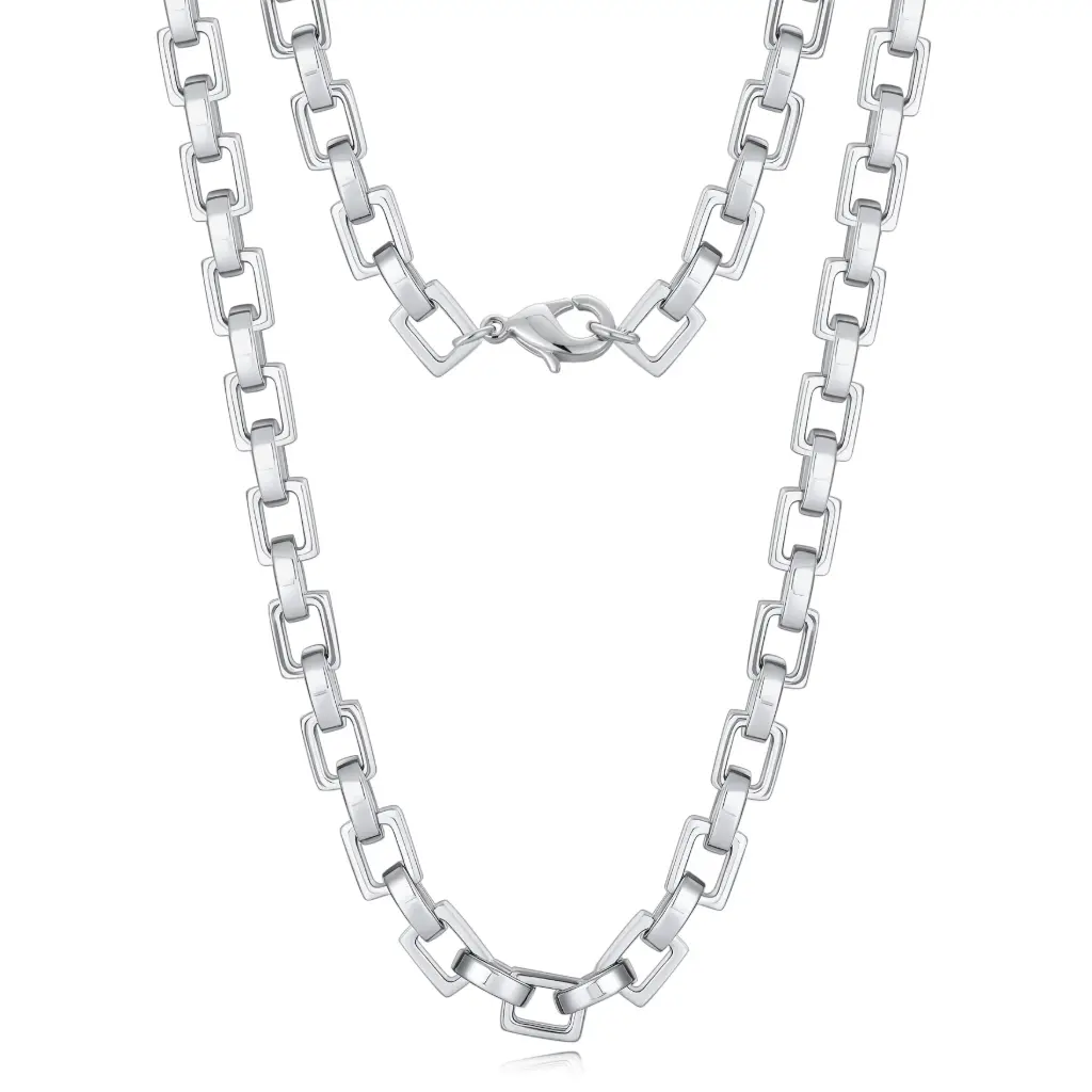 Premium Square Link Chain Necklace | Custom 925 Silver Jewelry Manufacturer | Jinyi Jewelry DJ01N0385