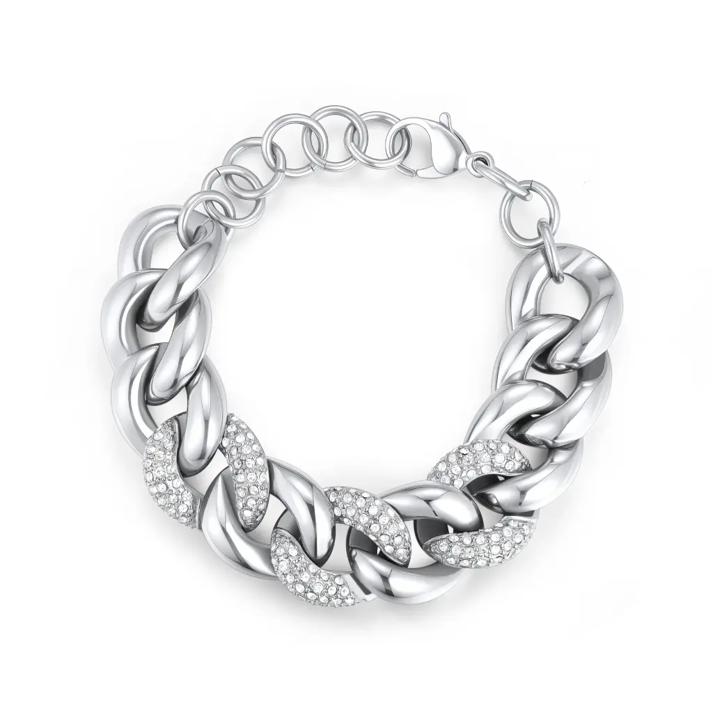 Premium Crystal Curb Link Bracelet | Custom 925 Silver Jewelry Manufacturer | Jinyi Jewelry DJ01B0383