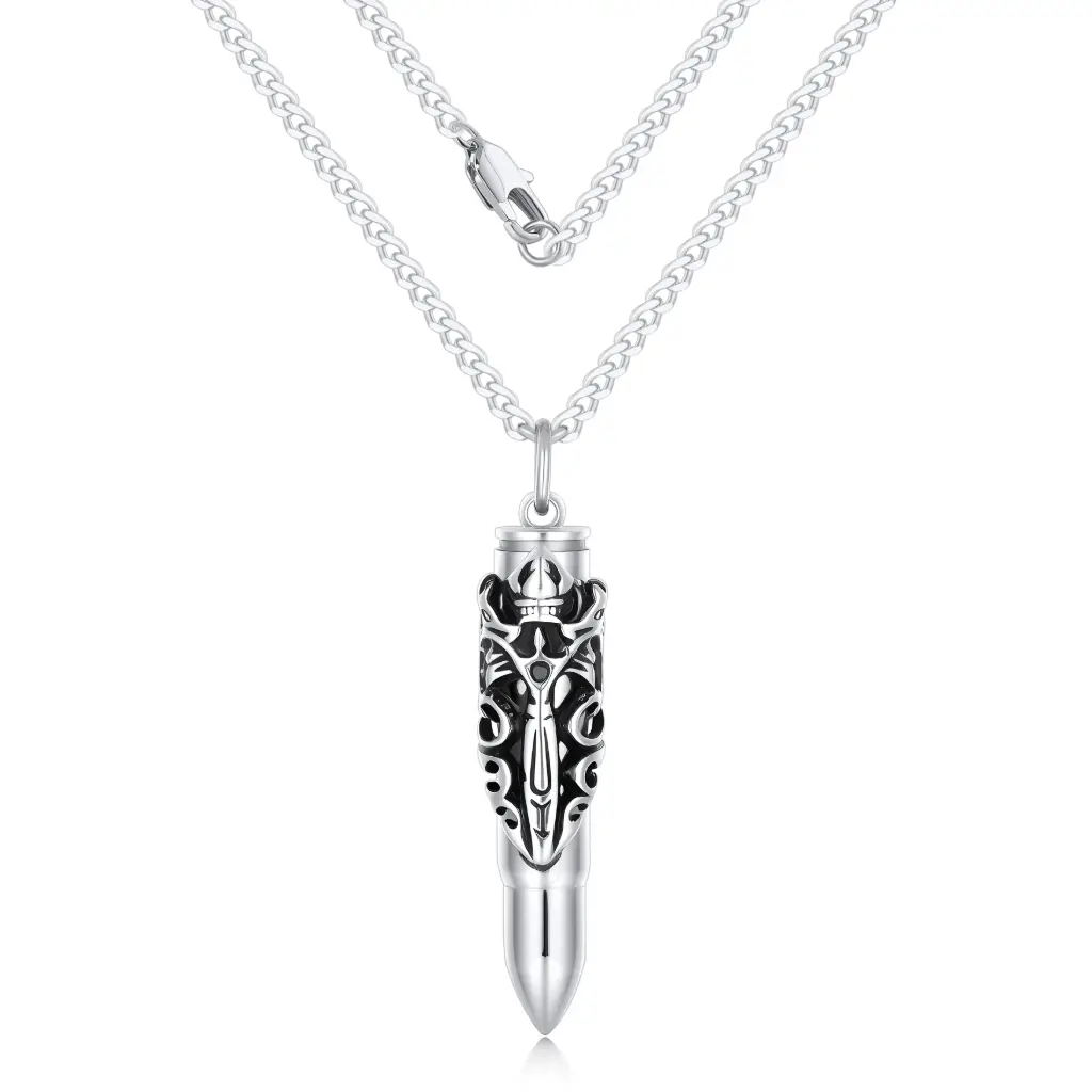 Premium Gothic Bullet Pendant Necklace | Custom 925 Silver Jewelry Manufacturer | Jinyi Jewelry DJ01N0388