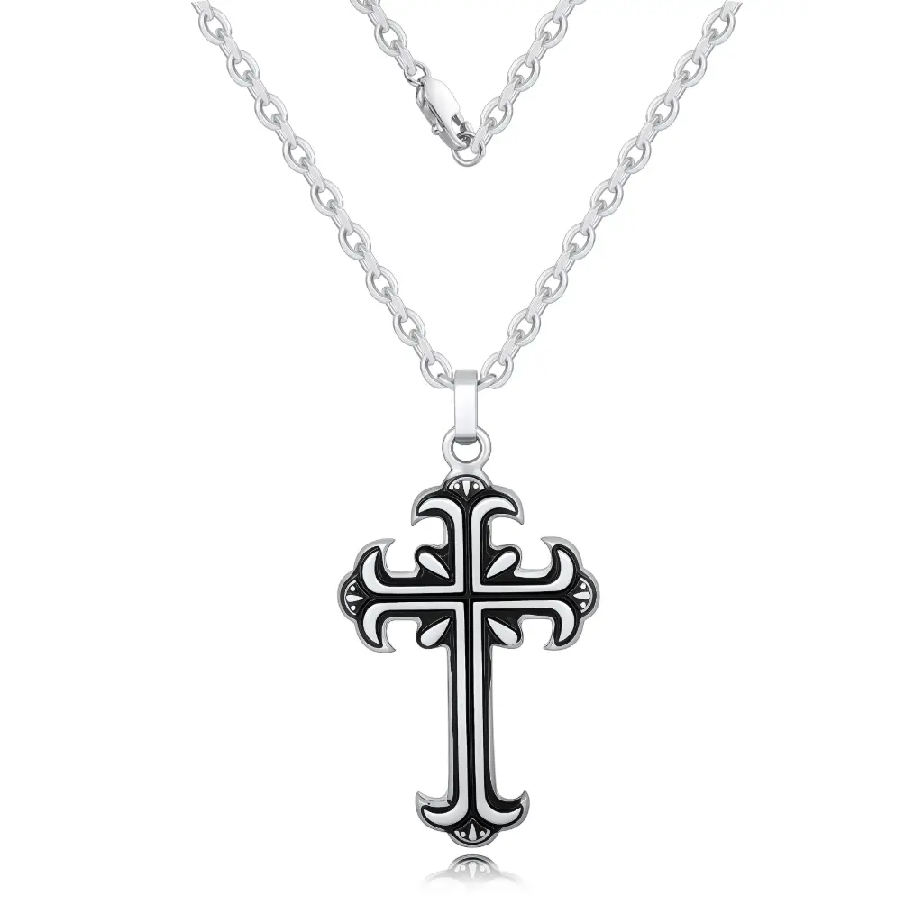 Premium Ornate Cross Pendant Necklace | Custom 925 Silver Jewelry Manufacturer | Jinyi Jewelry DJ01N0393