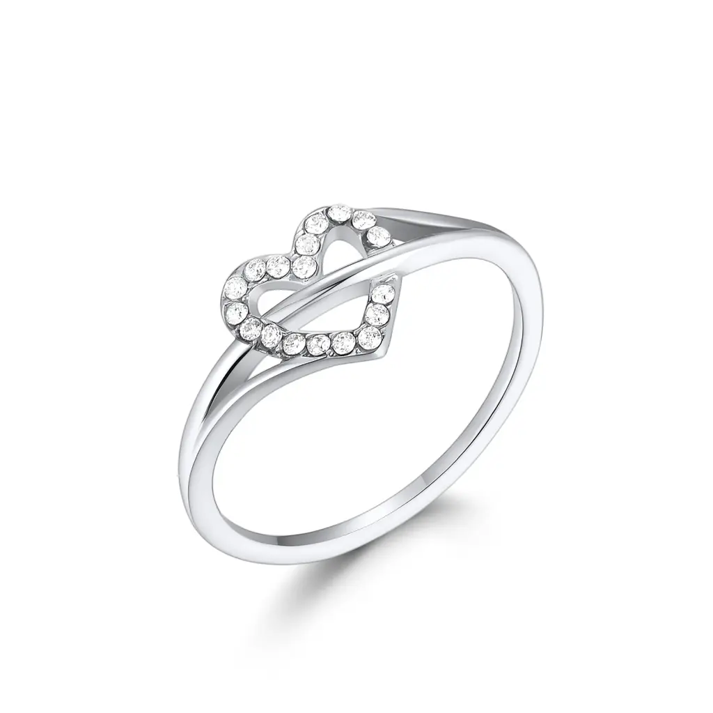 Premium Pavé Heart Band Ring | Custom Jewelry Manufacturer | Jinyi Jewelry DJ01R0138
