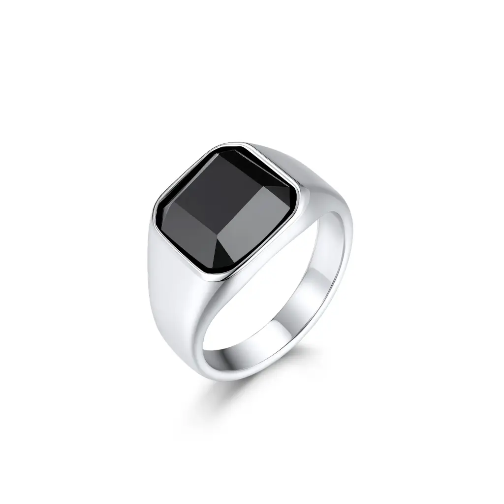 Premium Black Onyx Signet Ring | Custom Jewelry Manufacturer | Jinyi Jewelry DJ01R0151