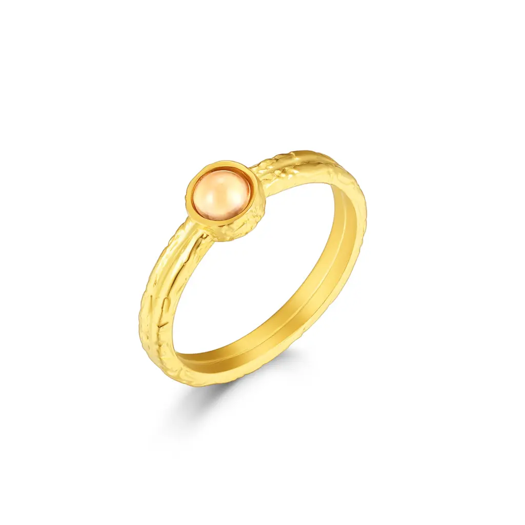 Premium Textured Pearl Accented Gold Band | Custom Jewelry Manufacturer | Jinyi Jewelry DJ01R0152