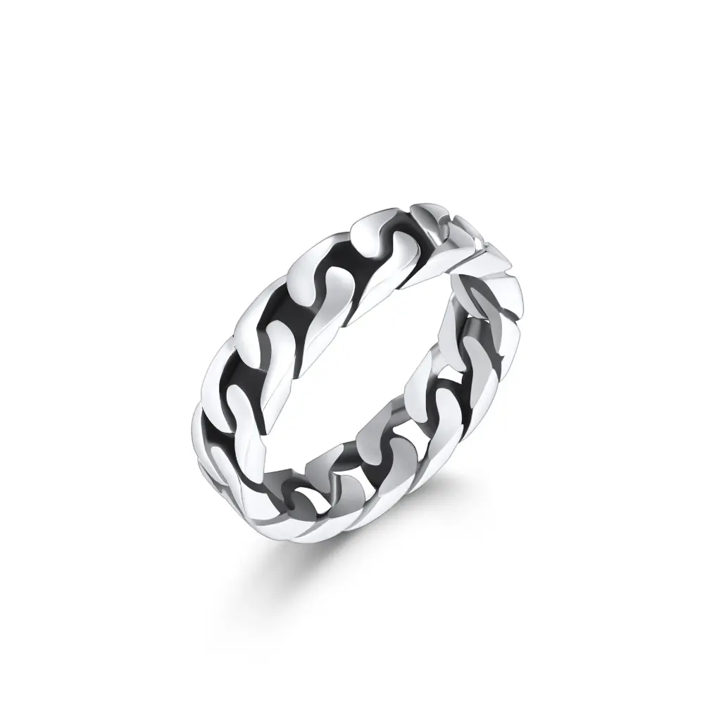 Modern Chain-Link Band Ring – Sophisticated Everyday Jewelry DJ01R0137