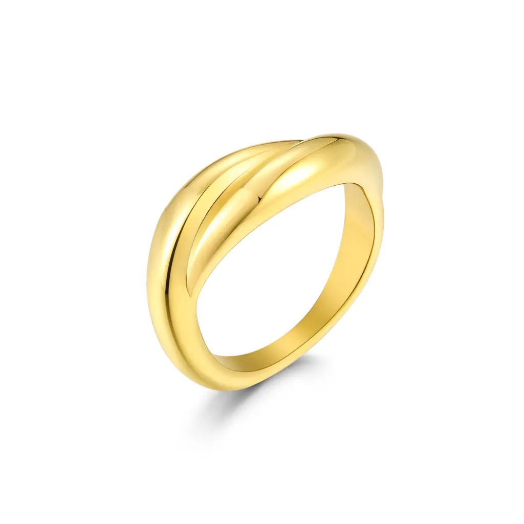 Elegant Twisted Gold Band Ring – Sophisticated Everyday Jewelry DJ01R0150