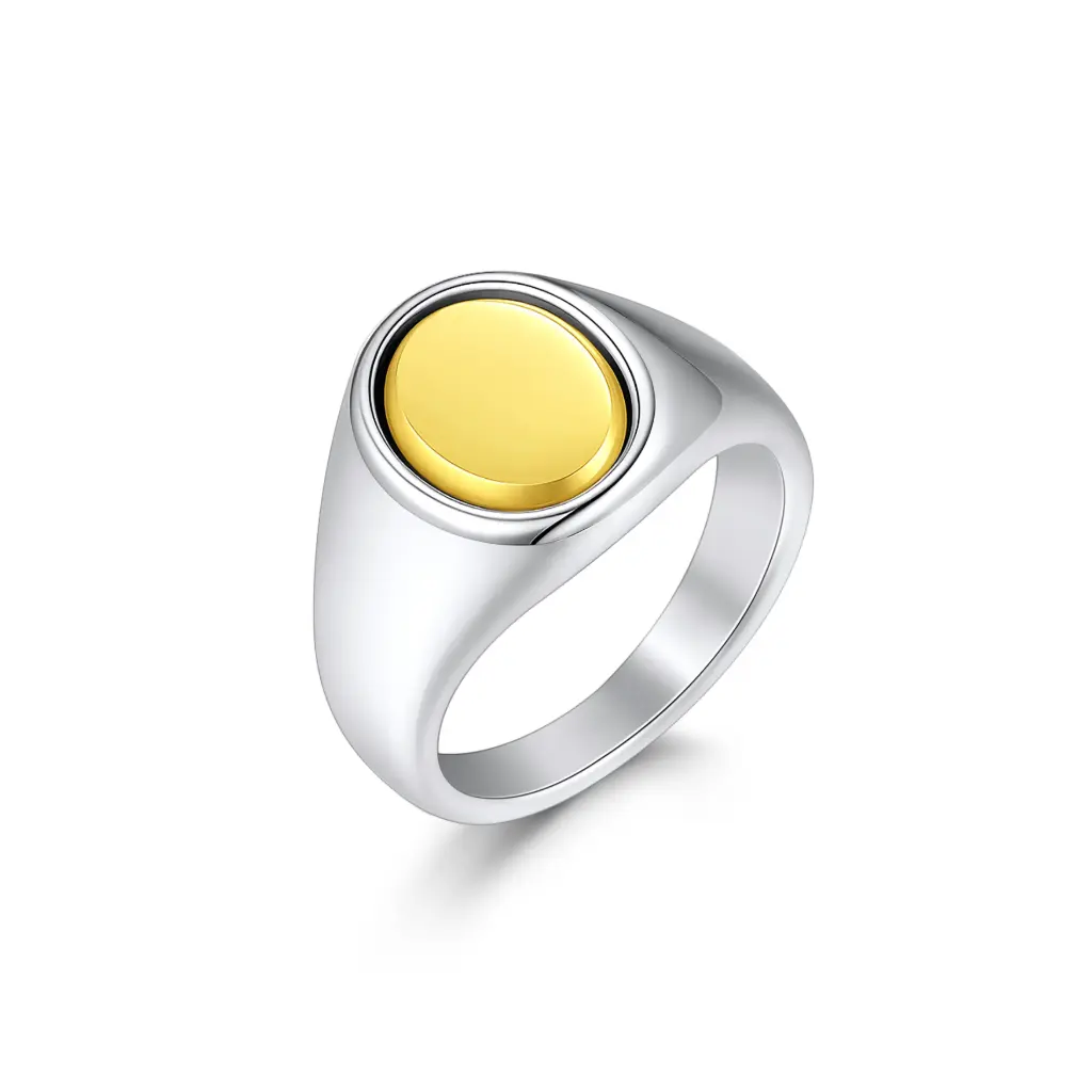 Modern Two-Tone Signet Ring – Sophisticated Everyday Jewelry DJ01R0153