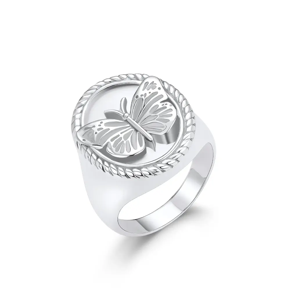 Premium Butterfly Motif Signet Ring – Expert Custom Jewelry Manufacturer DJ01R0167