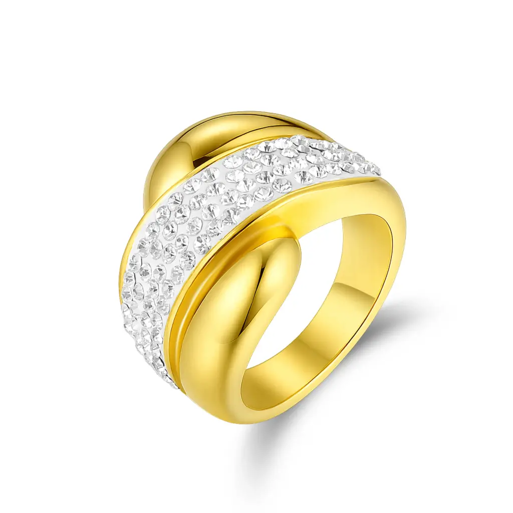 Premium Crystal-Accented Gold Fashion Ring – Expert Custom Jewelry Manufacturer DJ01R0437