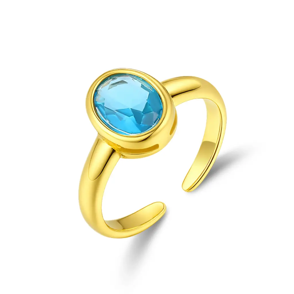 Elevate Your Collection with Premium Wholesale Blue Stone Gold-Plated Rings DJ01R0575-1
