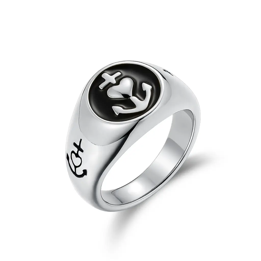 Wholesale Silver Enamel Signet Ring | Custom Jewelry Manufacturer | Jinyi Jewelry DJ01R0670-2