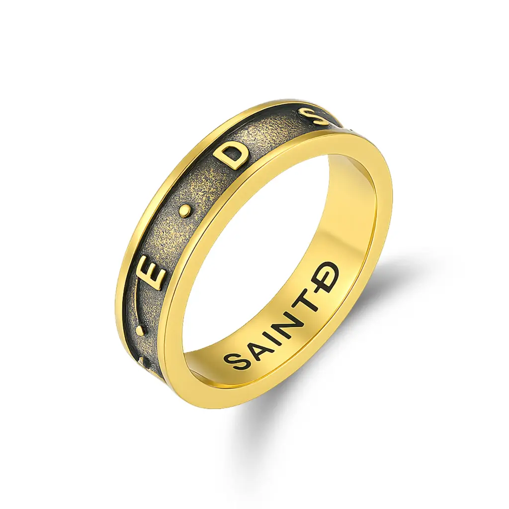 Wholesale Gold Plated Lettering Band Ring | Custom Jewelry Manufacturer DJ01R0671-1